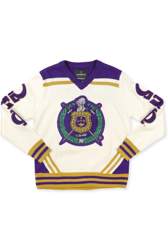 Omega Psi Phi Divine 9 S5 V-Neck Sweater [Ivory White - XL]