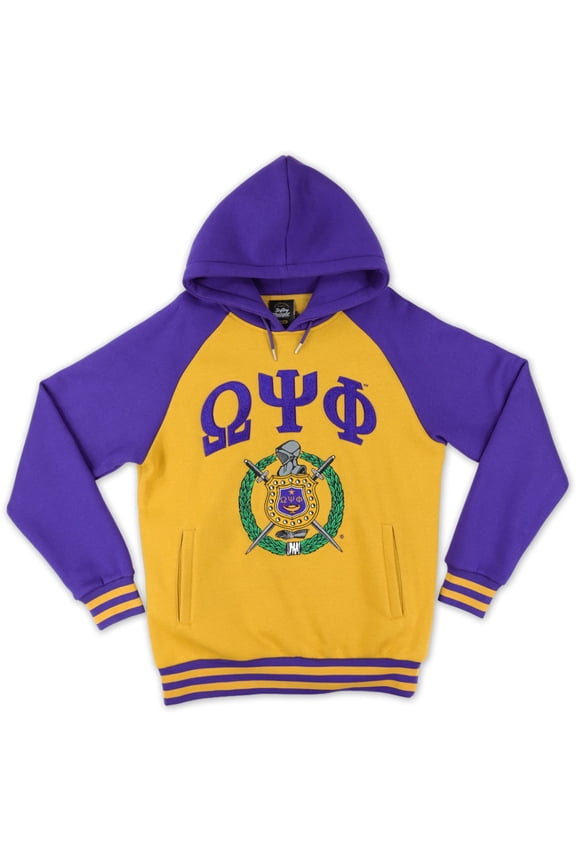 Omega Psi Phi Divine 9 S7 Two-Tone Adult Pullover Hoodie [Gold - 4XL]