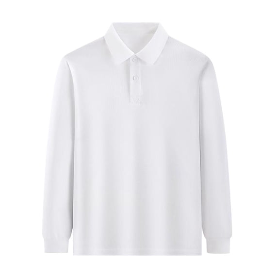 WOYY Big Boys Long Sleeve Polo Shirt Solid Color Plain T-Shirt Casual Soft Undershirt
