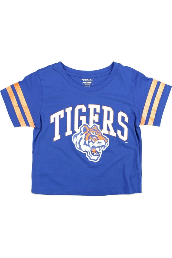 Savannah State Tigers S4 Foil Cropped Womens Tee [Royal Blue - M]