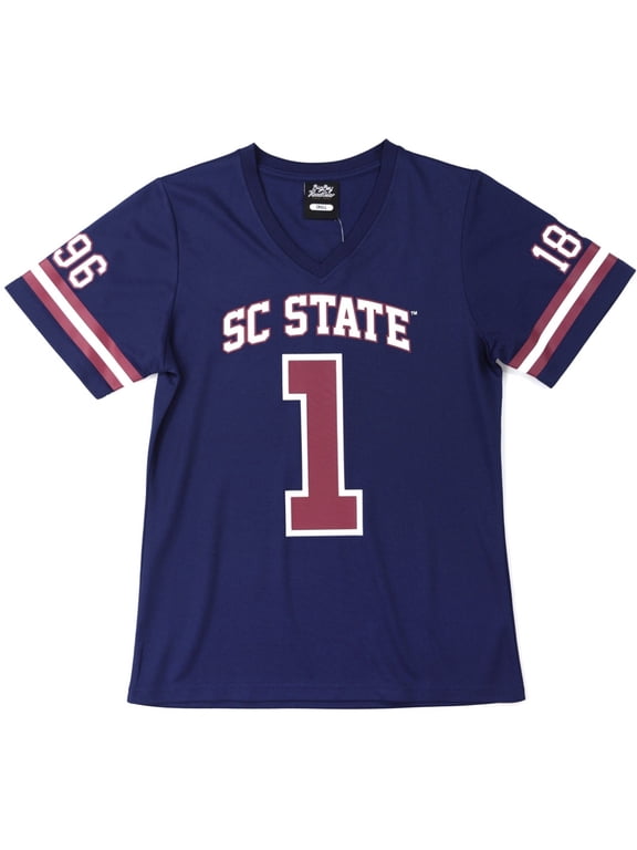 South Carolina State Bulldogs S2 Womens Football Jersey Tee [Navy Blue - L]