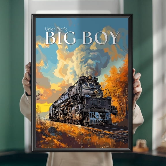 Big Boy Steam Locomotive Poster Vintage Railway Wall Art, Poster Only