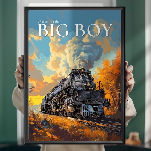 Big Boy Steam Locomotive Poster: Vintage Railway Wall Art UNFRAMED PAPER POSTER, Home Decor, Vintage Gift, Living Room Dercor