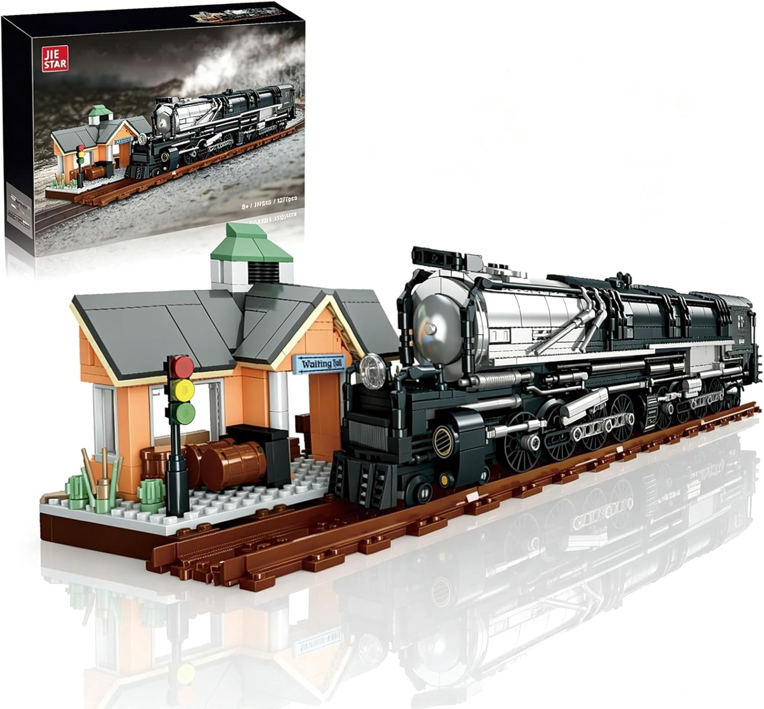 Big Boy Steam Train Building Set with Station&Tracks,Retro Union ...