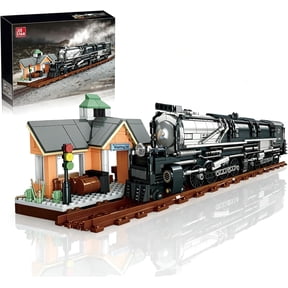 Big Boy Steam Train Building Set with Station&Tracks,Retro Union Pacific Locomotive Model with Movable Wheels, Realistic Cab Gauges,Ideal Building Block Set (1277PCS)