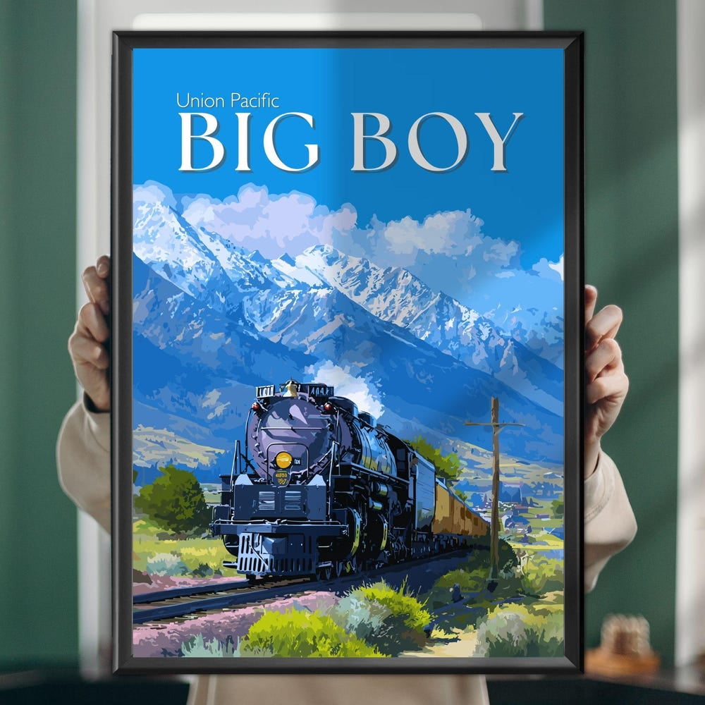 Big Boy Steam Train Painting Poster Union Pacific Locomotive Wall Art ...