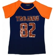 Big Boy Virginia State Trojans Ladies Sequins Patch Tee [Navy Blue - 3XL]