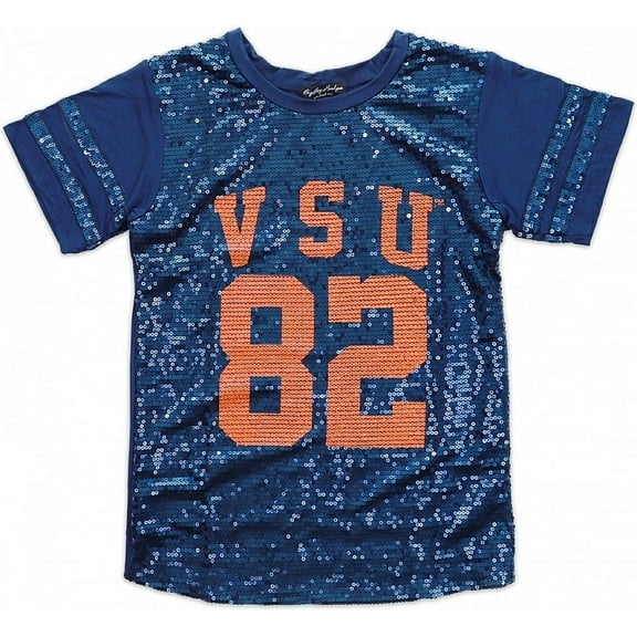 Big Boy Virginia State Trojans S2 Ladies Sequins Tee [Navy Blue - L]