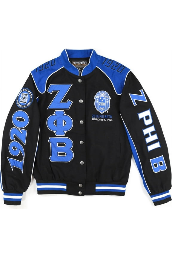 Zeta Phi Beta Divine 9 S12 Racing Twill Jacket [Black - 3XL]