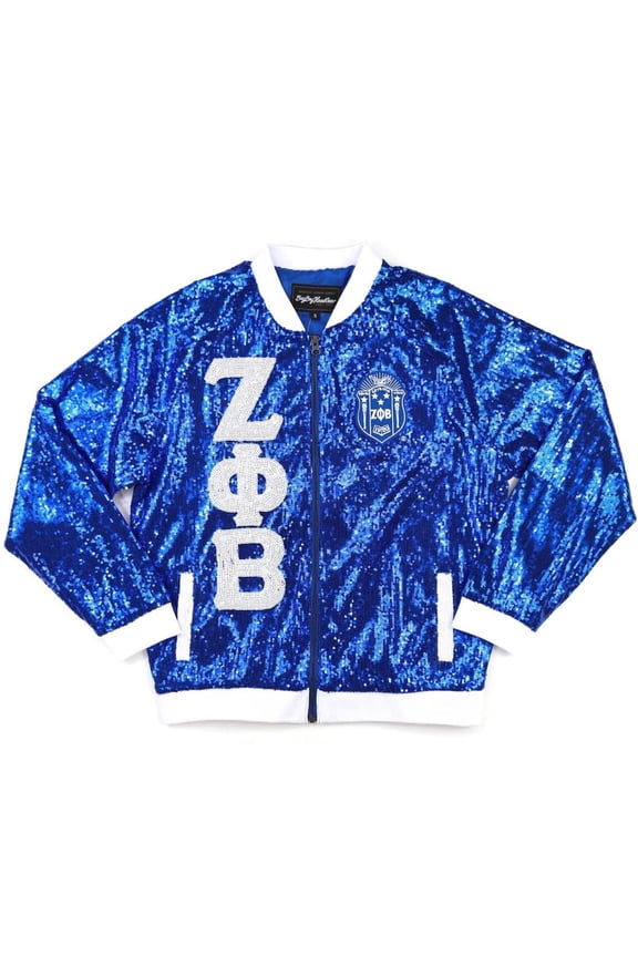 Zeta Phi Beta Divine 9 S4 Sequins Jacket [Royal Blue - XL]