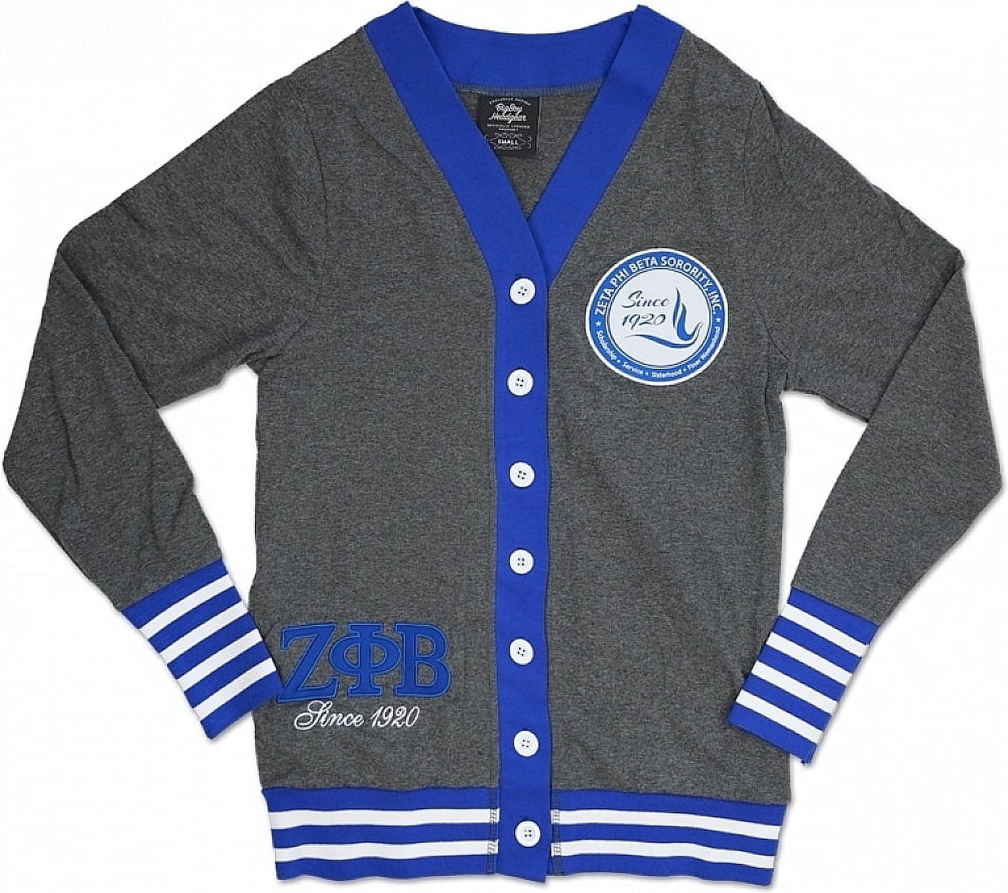 Greekgear Women's Zeta Phi Beta Varsity Cardigan Sweater - X-Large Royal Blue/White, Officially Licensed - View #3