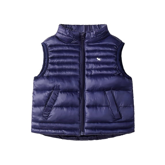 Big Boy's Cute Vest Jackets Stand Collar Zip Up Solid Color Sleeveless Coat Kids Outerwear Size 9-10T