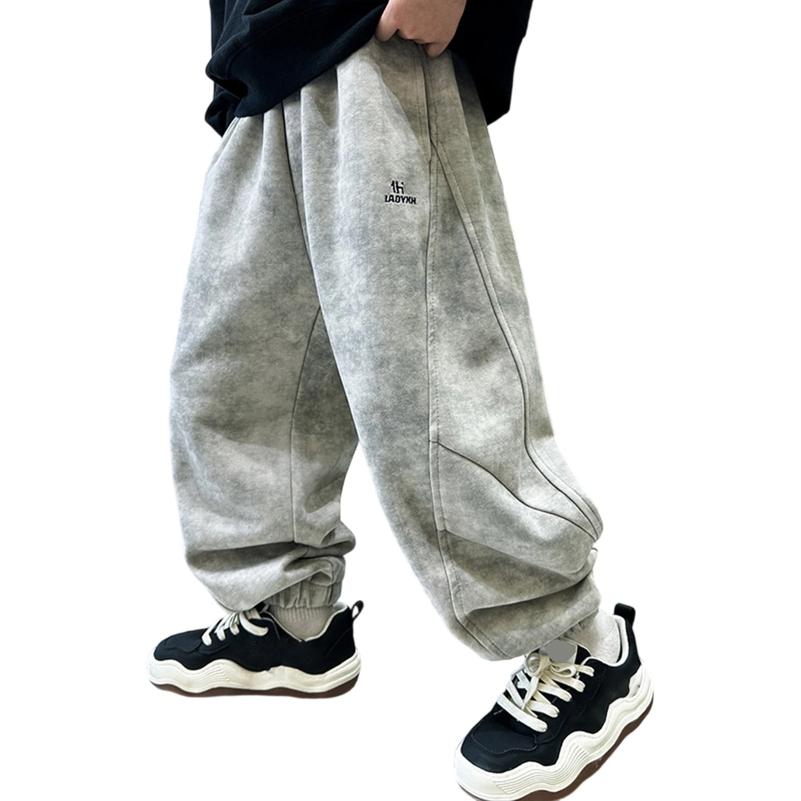 SonxaHe Big Boy Pants Lined Thermal Wide Leg Joggers Kids Soft
