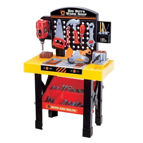 World Tech Toys Big Boy's Work Shop 54-Piece Tool Bench Set, Kids Tool Set with Drill Press