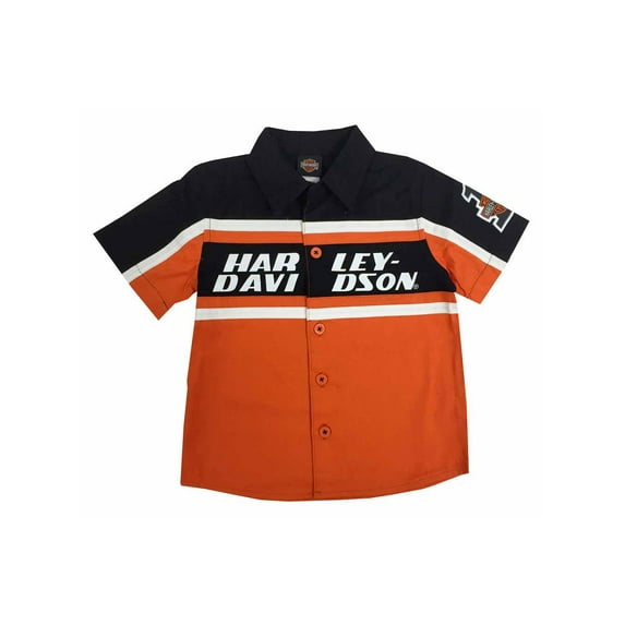 Big Boys' Button Front Twill Shop Shirt Orange/Black 1092527