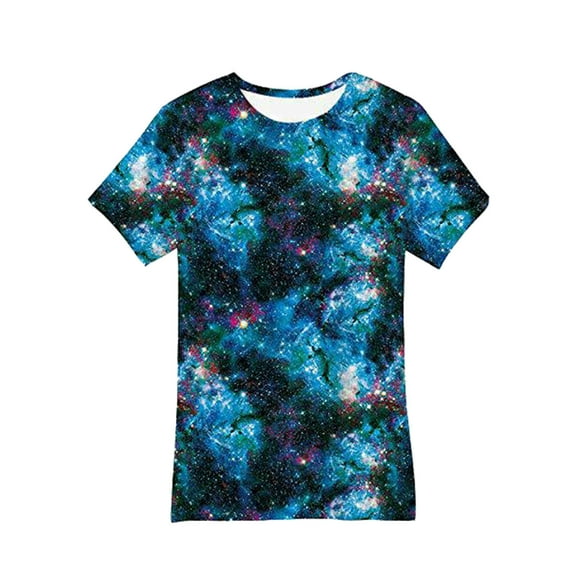 Big Boys Casual Printing T Shirts Round Neck Short Sleeve Tee Tops Dark Blue,15-16Y