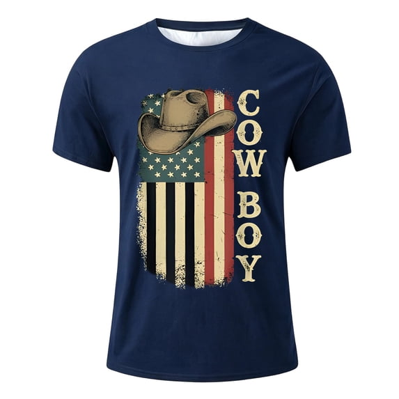 Big Boys Casual Shirt American Flag Western Cowboy Graphic Print Graphic Tees Children Stylish Kids Summer Casual Tops Size 12-13T