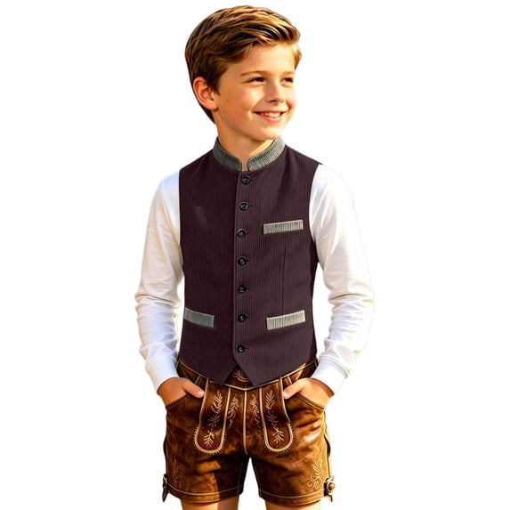 Big Boys Fall Vest Coats Button Ribbed Party Kids Outerwear Windproof Casual Jackets Size 9-10T