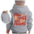 thumbnail image 1 of Big Boys' Fashion Hoodies & Sweatshirts Girl's Hoodie Long Sleeve Soft Sweatshirt Graphic Hoody Kids Cute Pullovers Top Clothes For Girls Boys Quarter Zip Pullover (Grey,150 11-12 Years), 1 of 5