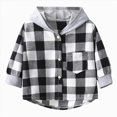 thumbnail image 1 of 8-9 Years Big Boys Hooded Plaid Shacket Button Down Flannel Shirt Jacket Outerwear, 1 of 5
