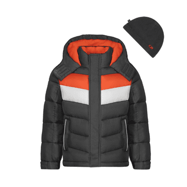 Big Boys Hooded Puffer Jacket Coat with Beanie, All-Weather