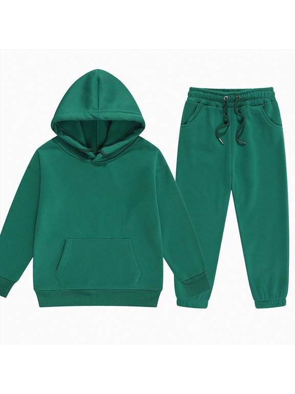 Big Boys Kid Outfits Pants Set Fall/Winter Warm Long Sleeve Pocket 6M 1T 2T 3T Hoodie & Sweatpants 2Pcs