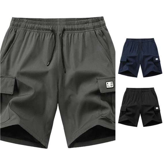 Big Boys Label‑Patch Cargo Shorts Adjustable Drawstring Waist Outdoor Shorts 6‑16Y