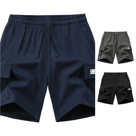 Big Boys Label‑Patch Cargo Shorts Adjustable Drawstring Waist Outdoor Shorts 6‑16Y