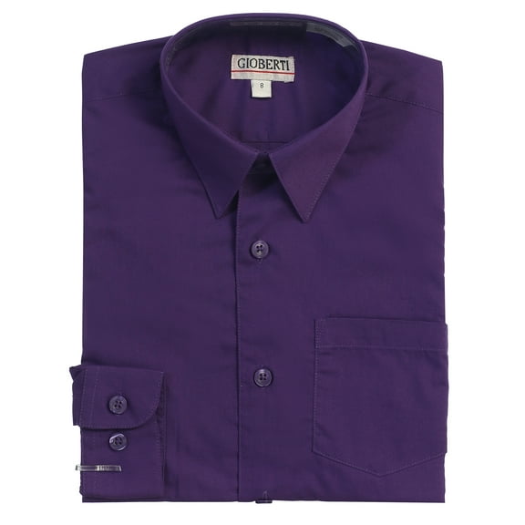 Gioberti Boys Long Sleeve Solid Dress Shirt