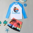 thumbnail image 1 of Big Boys Long Sleeve Top & Swim Shorts Quick Dry Rash Guard Upf 50+ For Surfing Pool ，Palm Tree Print Bathing Suits 2 Piece Swimsuit Blue 11-12 Years, 1 of 6