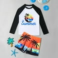 thumbnail image 1 of Big Boys Long Sleeve Top & Swim Shorts Quick Dry Rash Guard Upf 50+ For Surfing Pool ，Palm Tree Print Bathing Suits 2 Piece Swimsuit Black 11-12 Years, 1 of 6