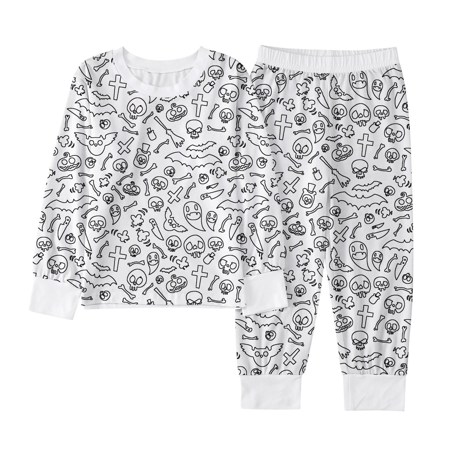 Big Boys Outfits Sets Pumpkin Ghost Skeleton Pajama Long Sleeve ...