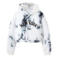 thumbnail image 1 of Big Boys' Pullover Hoodie Sweatshirt Tie Dye Long Sleeve Letter Print Pullover Hooded Casual Top Trendy Fall Outfits Size 10-11T,White, 1 of 6