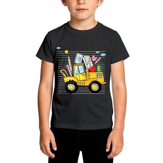 Big Boys Short Sleeve Shirts Tee Summer T-Shirts Casual Print Tee Loose Fit Round Neck Top for Back To School Clothes Size 10-11T