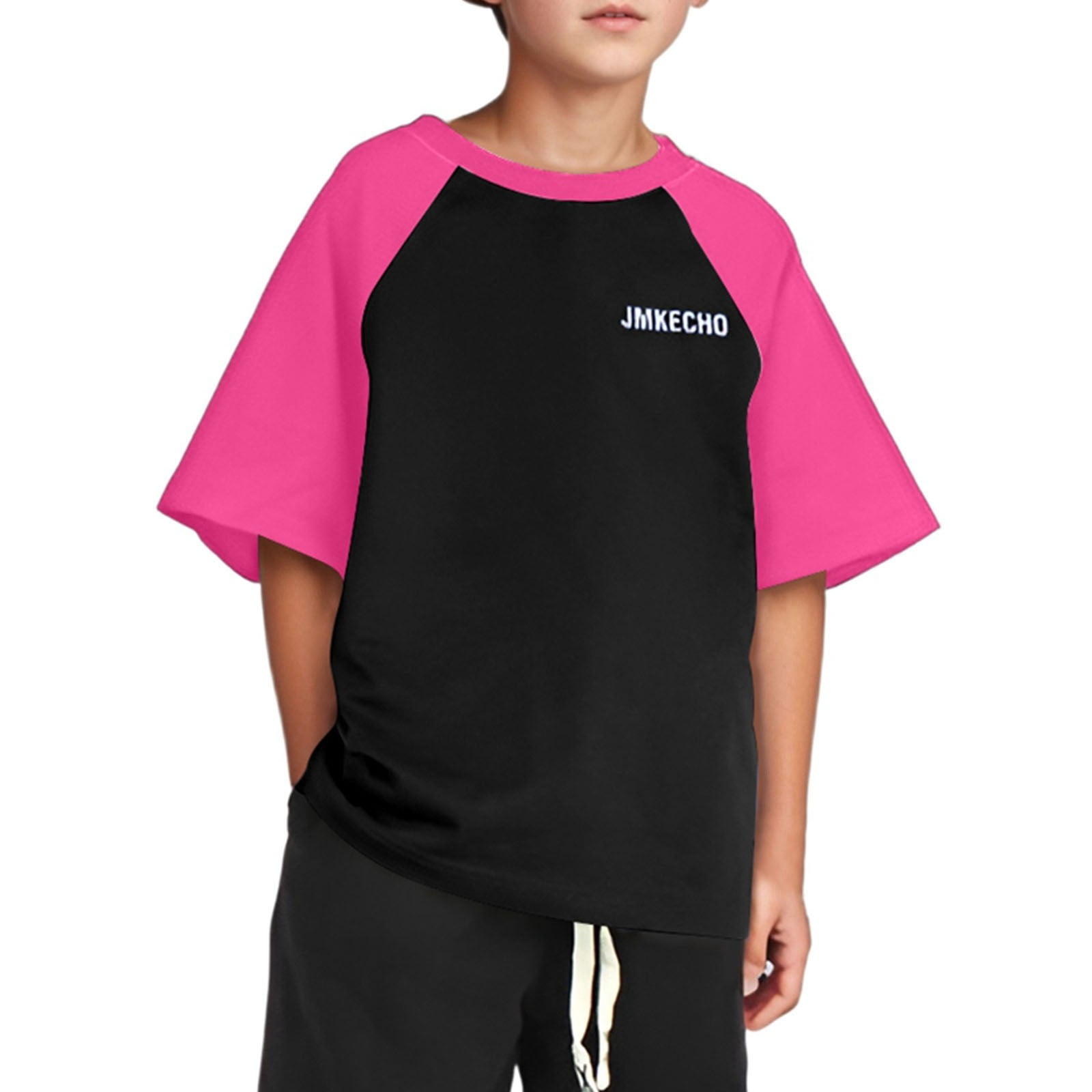 Big Boys Short Sleeve T Shirt Casual Crewneck Letter Print Color Block