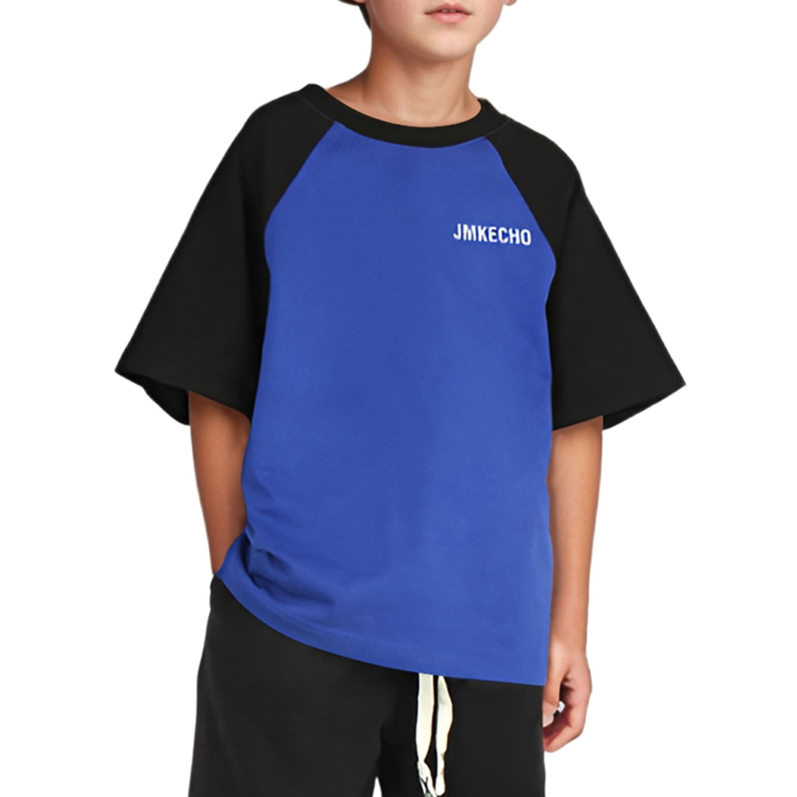 Big Boys Short Sleeve T Shirt Casual Crewneck Letter Print Color Block