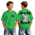thumbnail image 1 of Big Boys Short Sleeve T-Shirt Rabbit Letter Print Crew Neck Loose Casual Tops for School Outdoor Holiday Size 10-11T, 1 of 5