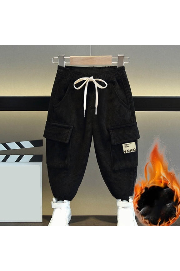 Big Boys Slim Fit Cargo Joggers Pants with Pockets Jogging Bottoms Sweatpants Sports Casual Trousers 3-13 Years