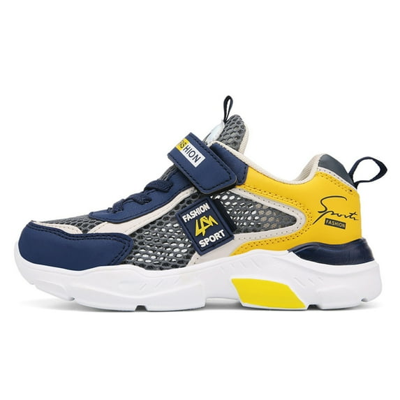 Big Boys Sneakers Breathable Mesh Sports Kids Lightweight Walking Running Durable Easy Off Hook Loop Strap Shoes Size 11-11.5T