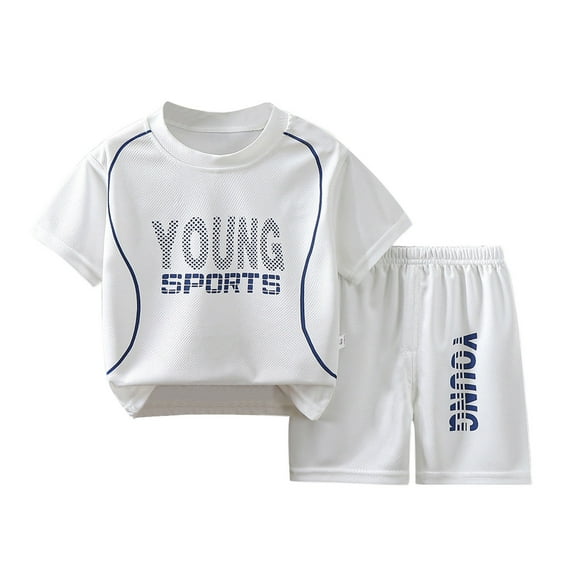Big Boys Sports Outfits Basketball Tracksuit Short Sleeved T Shirt Shorts Set