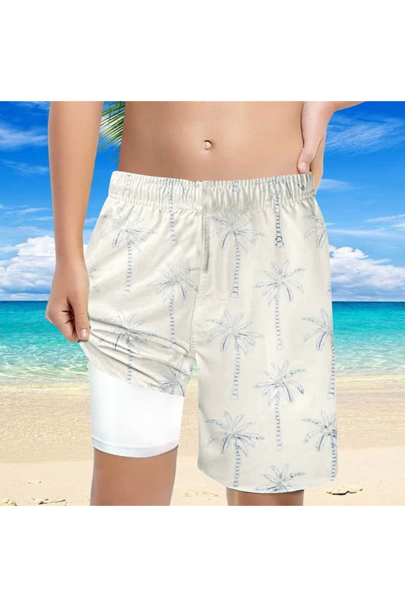 Big Boys Swim Trunks Graphic Printed Drawstring High Waisted Board Shorts Loose Fit Bathing Suit 5Y-14Y