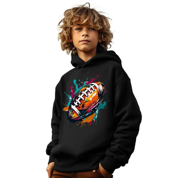 Big Boys Tops Trendy Rugby Print Splash Ink Casual Long Sleeve Hoodie Sweatshirt For Kids Boys Super Bowl