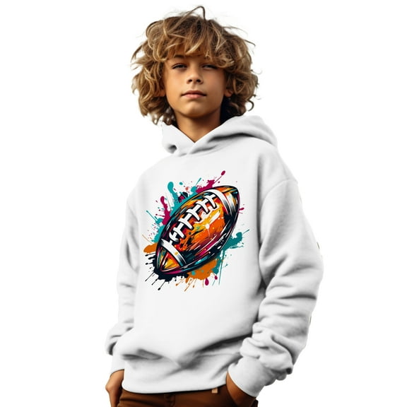 Big Boys Tops Trendy Rugby Print Splash Ink Casual Long Sleeve Hoodie Sweatshirt For Kids Boys Super Bowl