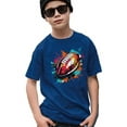 thumbnail image 1 of Big Boys Tops Trendy Rugby Print Splash Ink Casual Short Sleeve Streetwear T-shirt For Kids Boys Super Bowl, 1 of 9