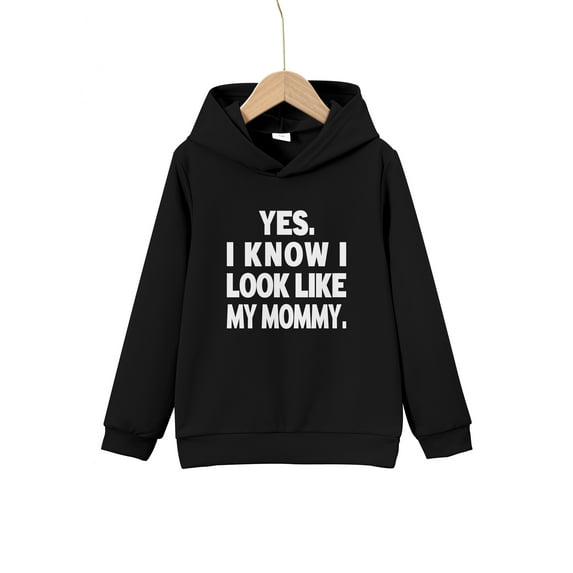 Big Boys Tops YES I KNOW I LOOK LIKE MY DADDY Letter Print Cute&Cozy Sweatshirt Casual Hoodie For Kids Boys - Keep Him Warm And Stylish!