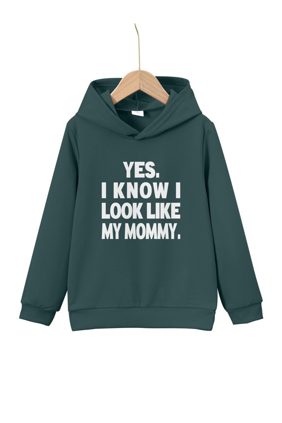 Big Boys Tops YES I KNOW I LOOK LIKE MY DADDY Letter Print Cute&Cozy Sweatshirt Casual Hoodie For Kids Boys - Keep Him Warm And Stylish!