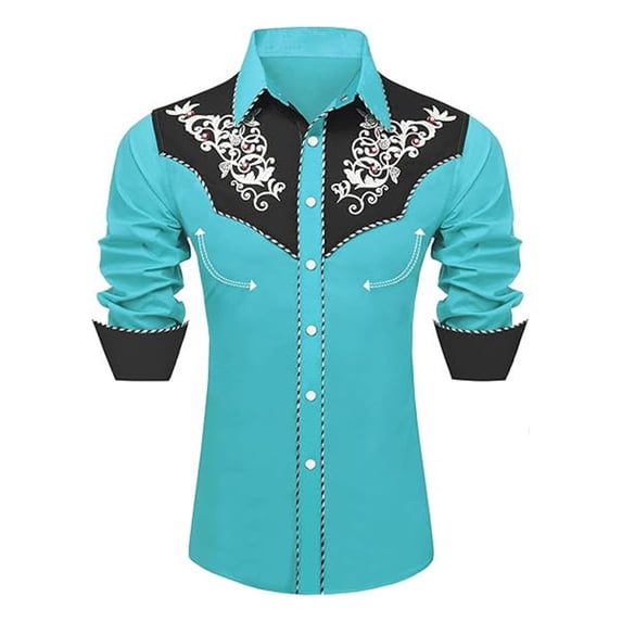 Big Boys Western Cow Boy Print Shirt Long Sleeve Button Down Casual Top for Children and Youth