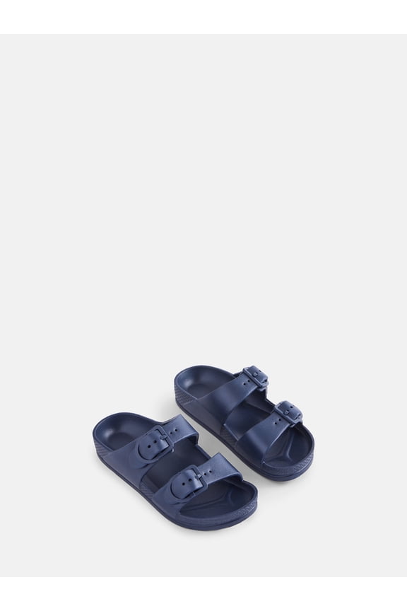 Little and Big Boys or Girls Two Buckle Footbed Slide Sandals