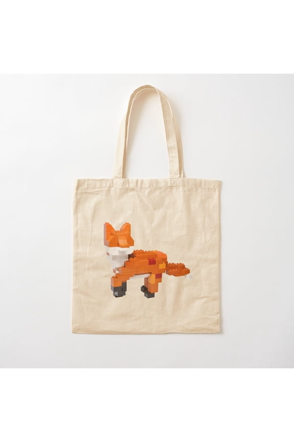 Big Brick Build Fox Canvas Tote Bags, Reusable Shopping Bag