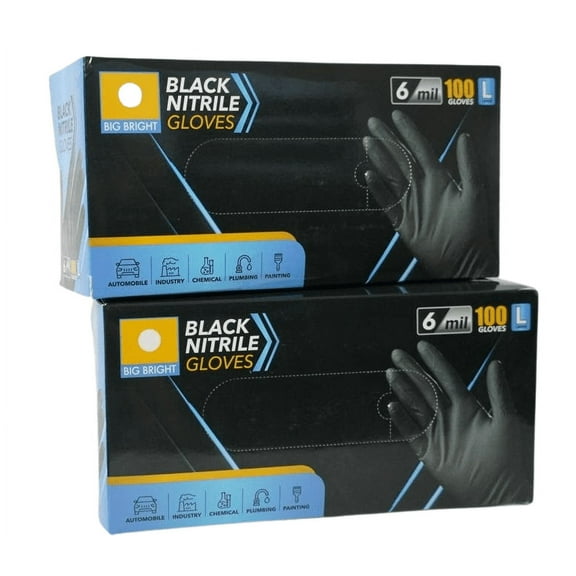 Big Bright Black Nitrile Gloves, 6 mil, Medium